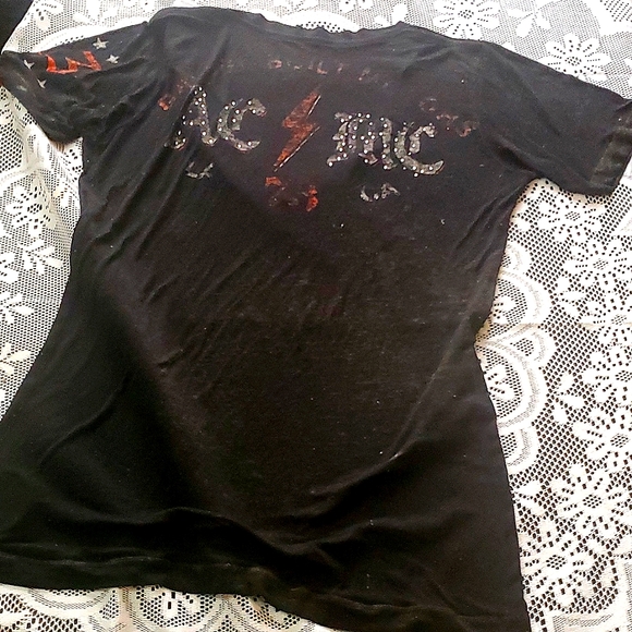 Affliction, Black and Orange Burnout V-Neck Short Sleeve T-Shirt, Size L… - Picture 6 of 8